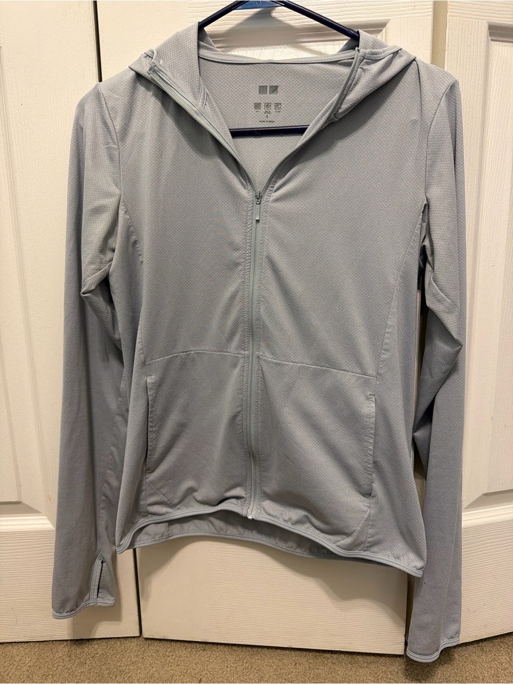 Light Gray Uniqlo Women's Full-Zip Hooded Jacket